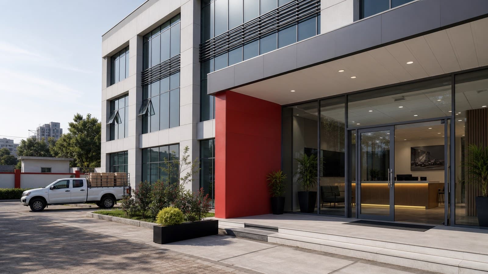 Commercial office entrance representing XPEDITE office presence